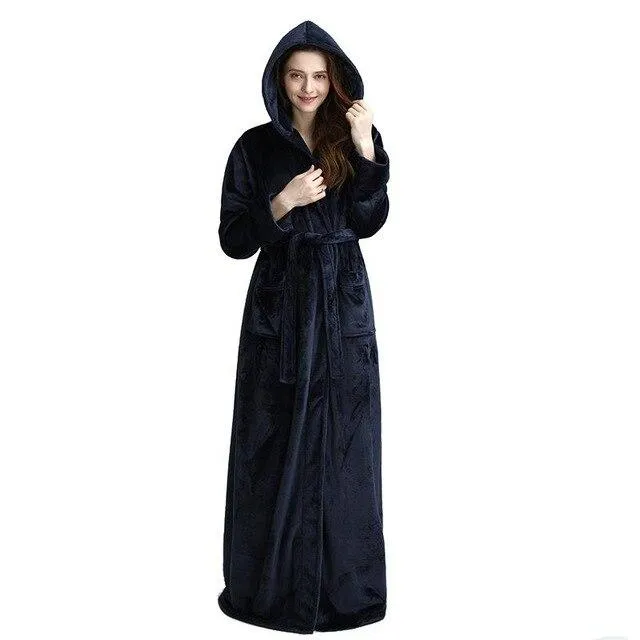 America Style Hooded Sleep Shirt Flannel Warm Thick Nightgown Fashion Kimono Bathrobe Yukata Gown Loose Sleepwear Oversize M-XL