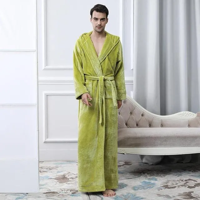 America Style Hooded Sleep Shirt Flannel Warm Thick Nightgown Fashion Kimono Bathrobe Yukata Gown Loose Sleepwear Oversize M-XL