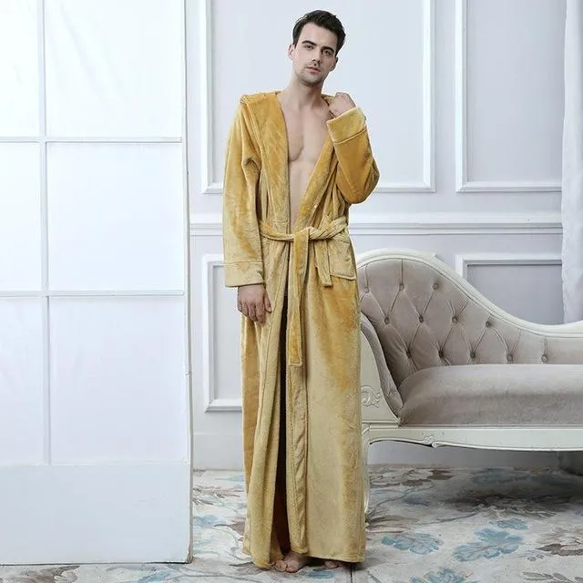 America Style Hooded Sleep Shirt Flannel Warm Thick Nightgown Fashion Kimono Bathrobe Yukata Gown Loose Sleepwear Oversize M-XL