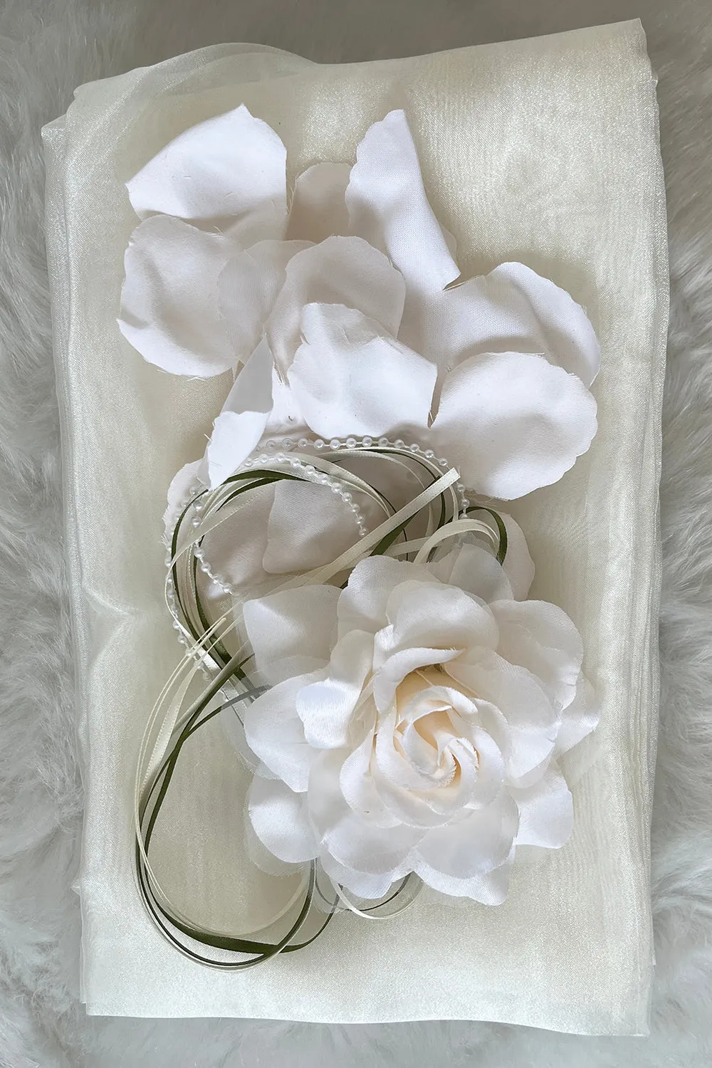 Big Girls White With Sash Petal Junior Bridesmaid Plus Size Dress 16.5-20.5