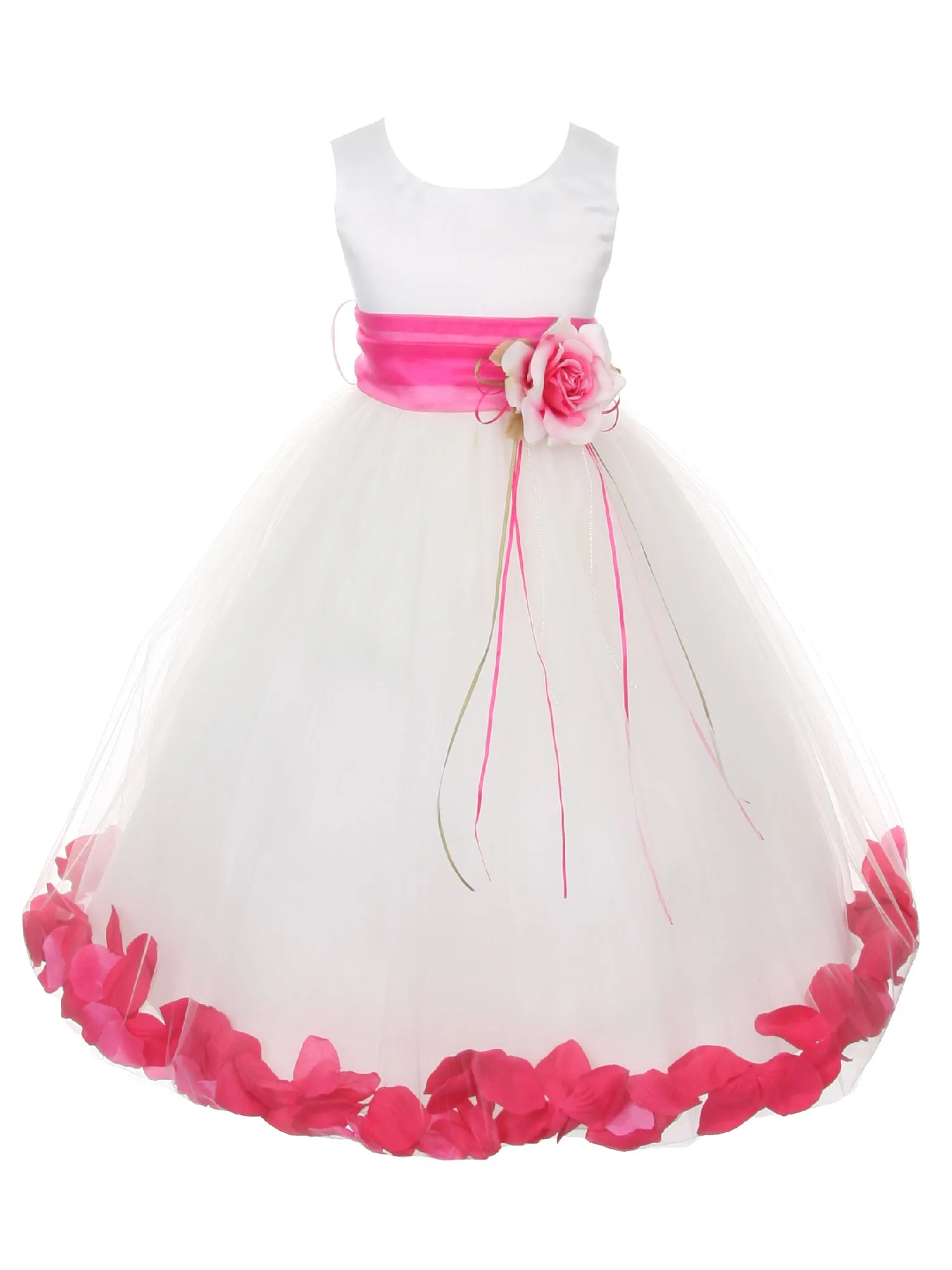 Big Girls White With Sash Petal Junior Bridesmaid Plus Size Dress 16.5-20.5