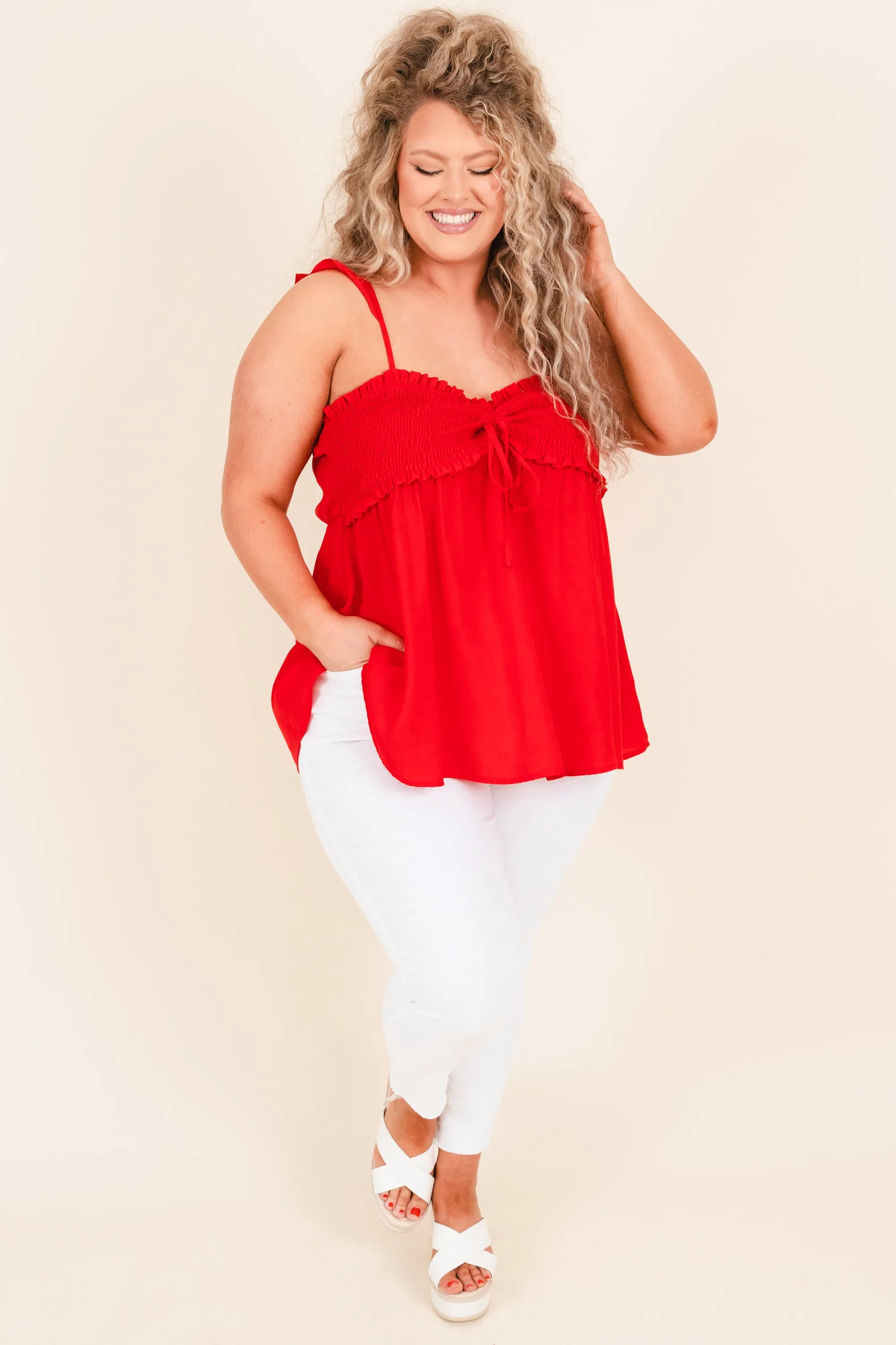 Blossoming Flower Top, Red