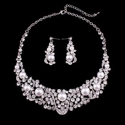Bridal Wedding Jewelry Crystal Rhinestone Intricate Interwoven Necklace J522 SLV