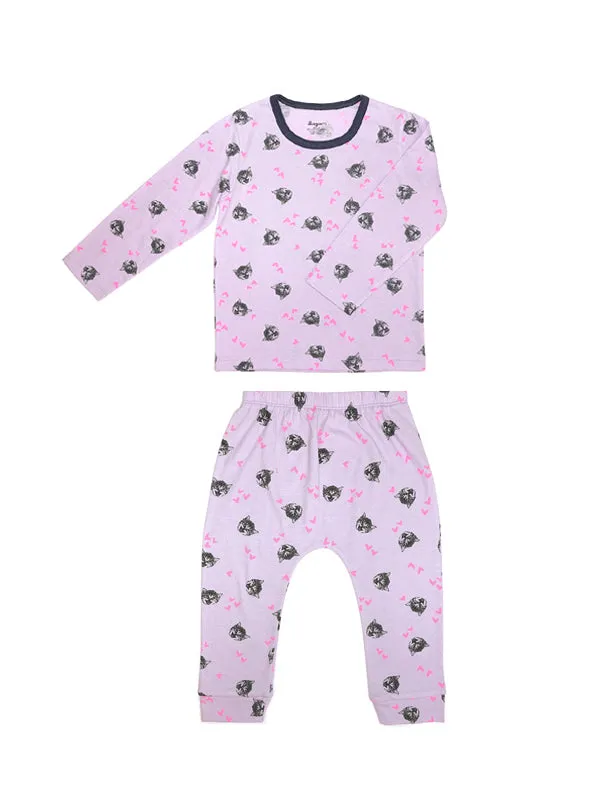 Comfy Cat Long Sleeves and Pants Pajamas  Set