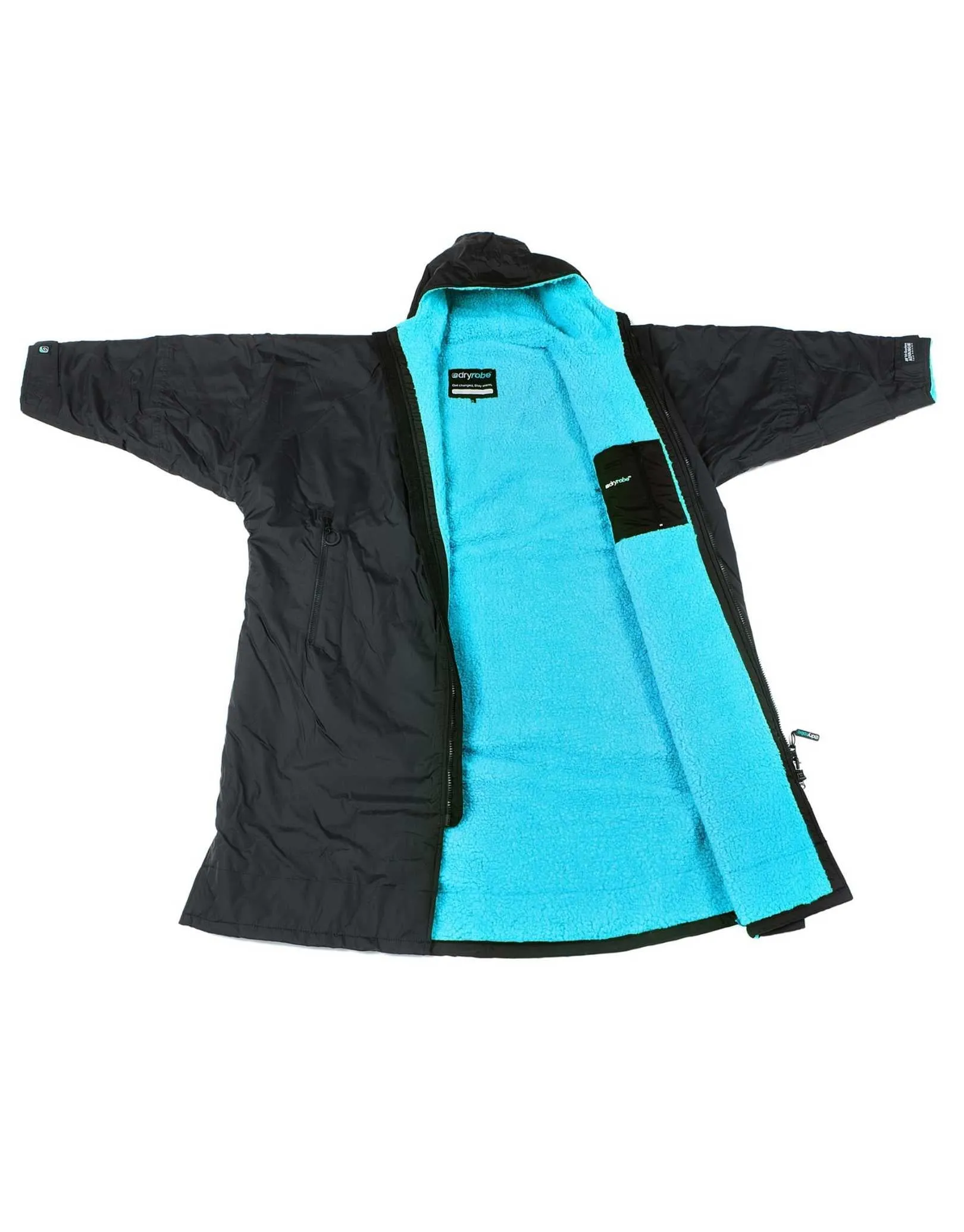 Dryrobe Advance Long Sleeve Adult Robe - Black/Blue