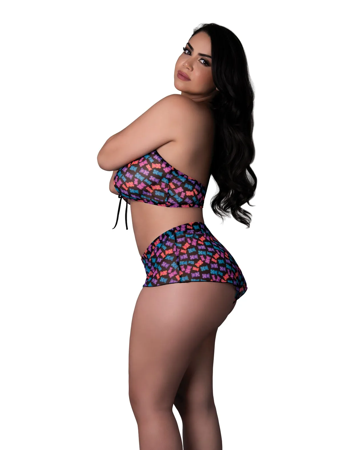 Gummy Bear Blacklight Halter Top -  Short 2 pieces Set - Queen - Plus size