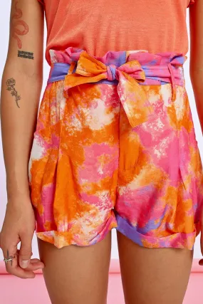 High Waist Paper Bag Shorts
