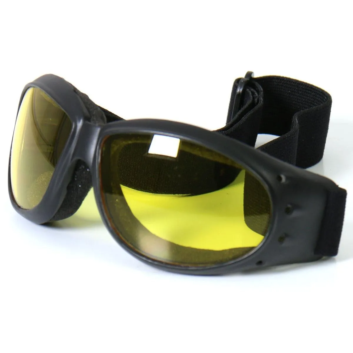 Hot Leathers Eliminator Style Motorcycle Riding Goggles With Yellow Lenses
