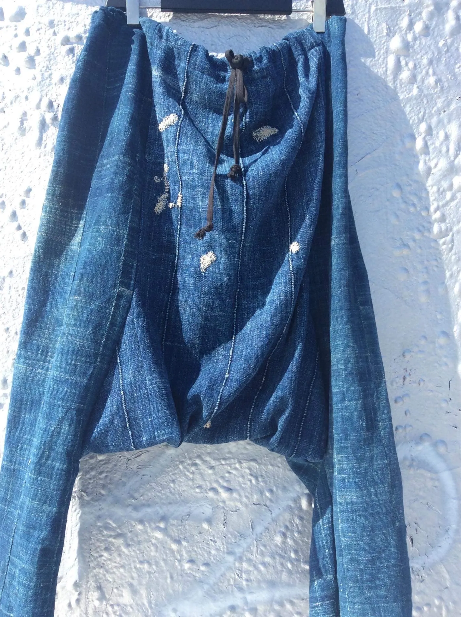 Joshua pants in solid indigo low crotch unisex palazzo pants