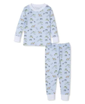 Kissy Kissy Boys Snug Fit Long Pajamas - Blue Jungle Animals Oasis