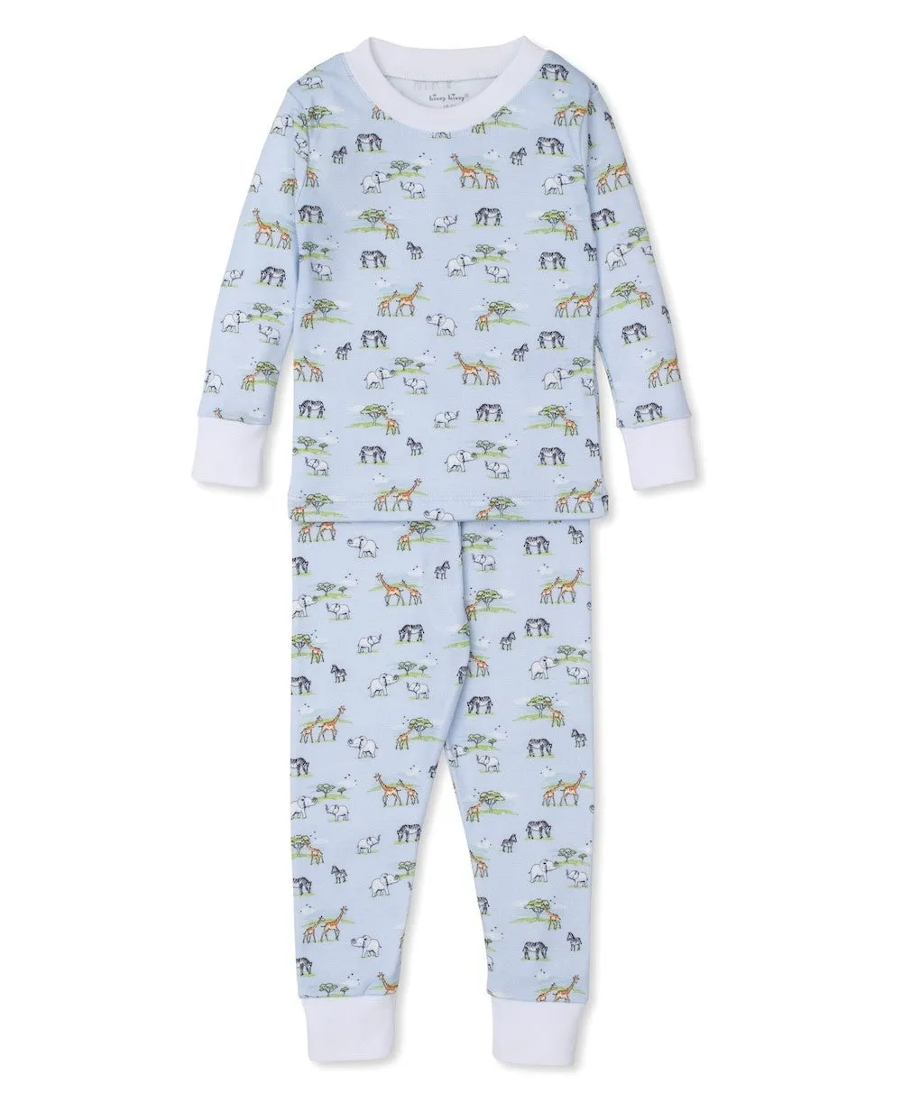 Kissy Kissy Boys Snug Fit Long Pajamas - Blue Jungle Animals Oasis