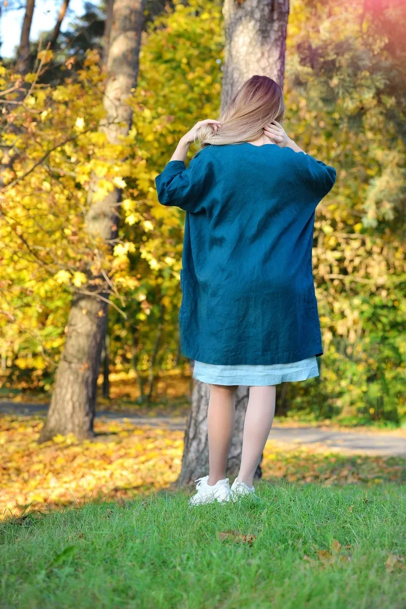 Linen  Oversize Blazer BREEZY with Pockets