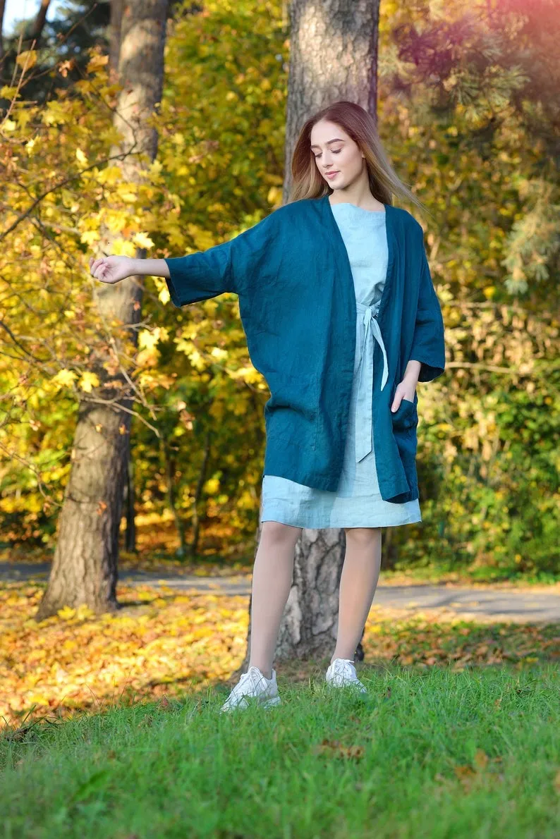 Linen  Oversize Blazer BREEZY with Pockets