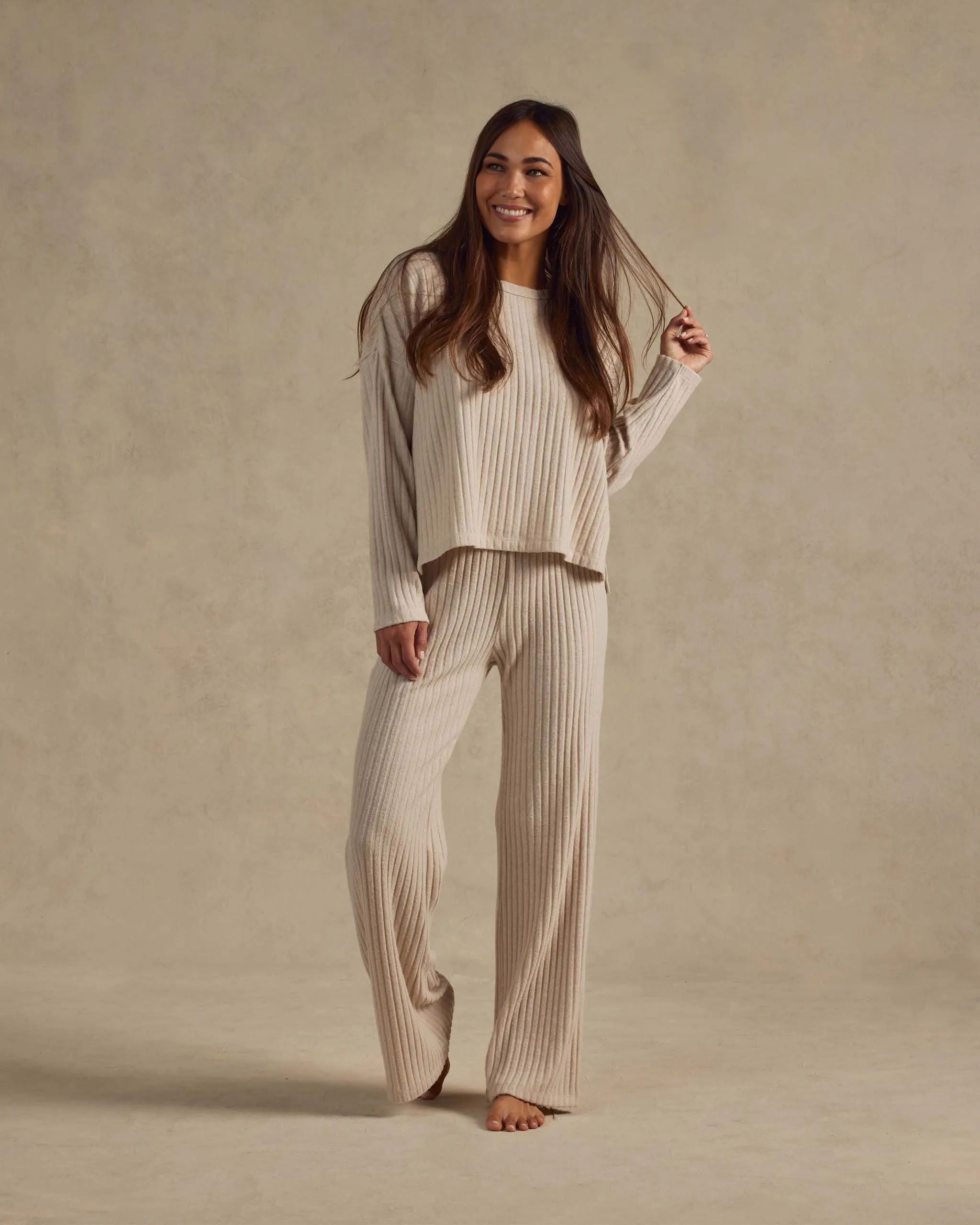 Rylee   Cru Cozy Rib Knit Set || Oat