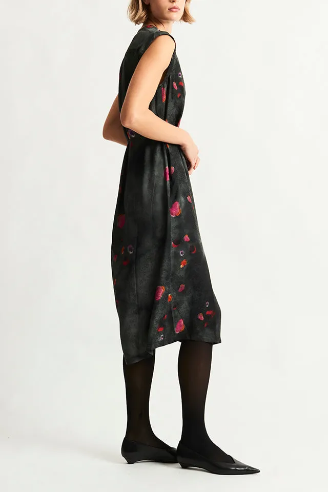 Silk Petal Black Zaire Dress